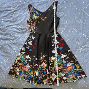 Unique Vintage A-Line Cocktail Dress Floral With Pockets